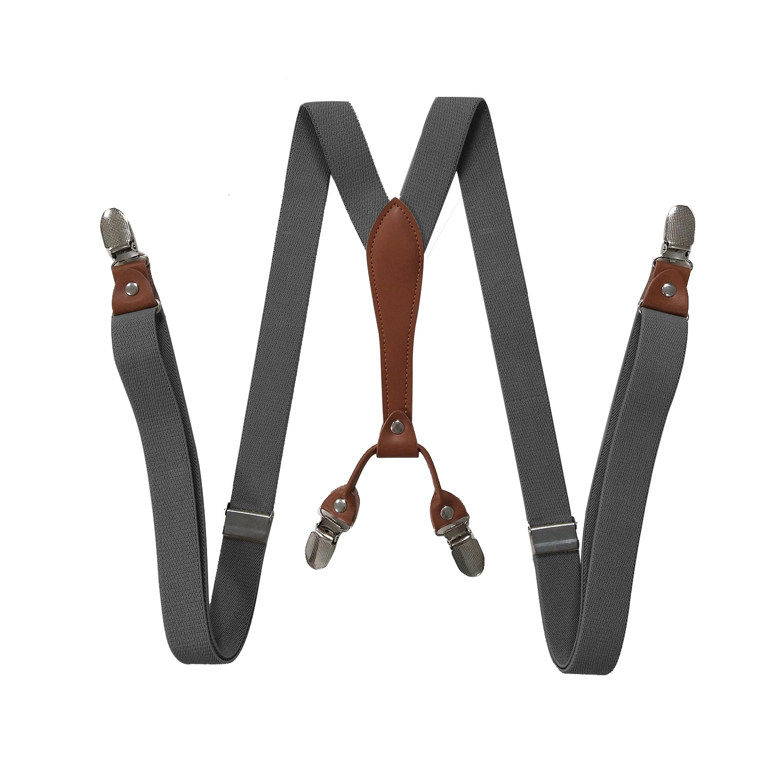 Picture of Cross-border supply 2.5cm adult 4-clip loose elastic suspenders for men and women elastic strap clip leather head