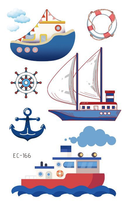 Picture of Children's Cartoon Transport tattoo Paper stickers Aircraft Ship Train Track Creative tattoo stickers