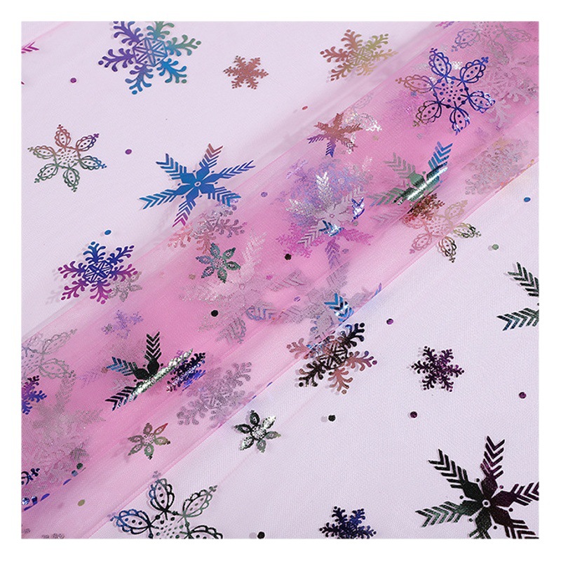 In stock colorful gradient color large snowflake mesh children's clothing Barbie doll skirt Christmas decoration festival mesh