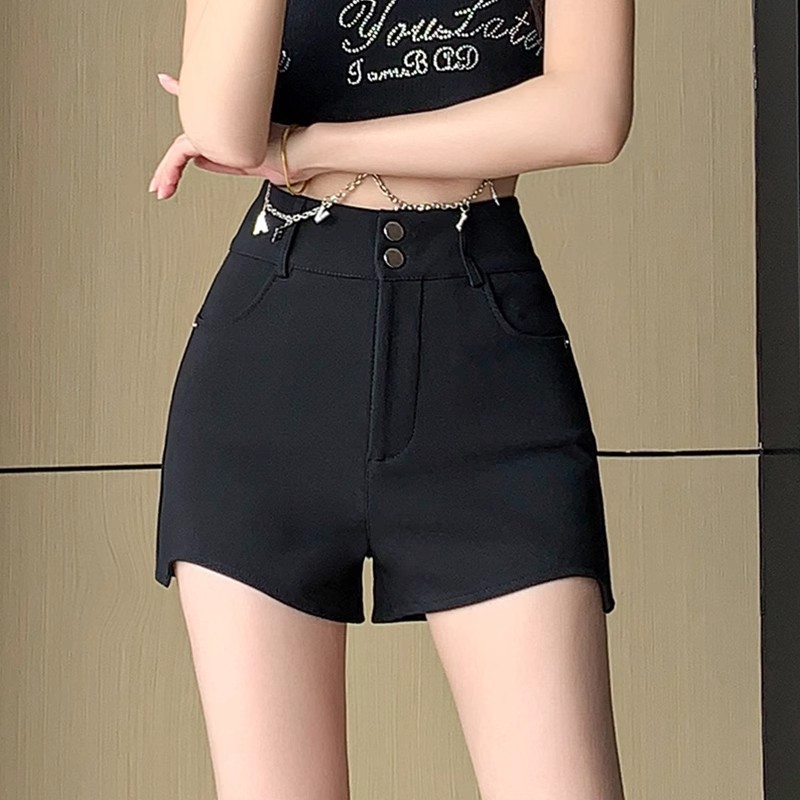 Suit Shorts Women's Spring and Summer 2025 New Early Spring Elastic Outer Wear Black Sexy Slim-fit High Waist Hot Pants