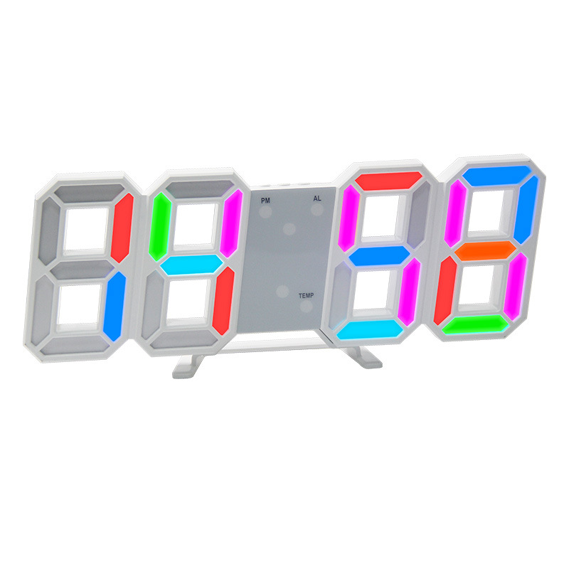 Picture of Amazon colorful 3D digital electronic creative wall-mounted alarm clock LED luminous clock Nordic clock