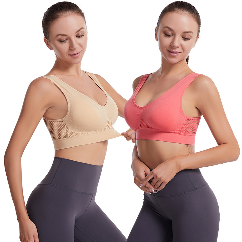 Picture of Hollow Mesh Sports Bra Women's Shock-Proof Vest Running Yoga Fitness Bra Beautiful Back Push up Large Size Amazon