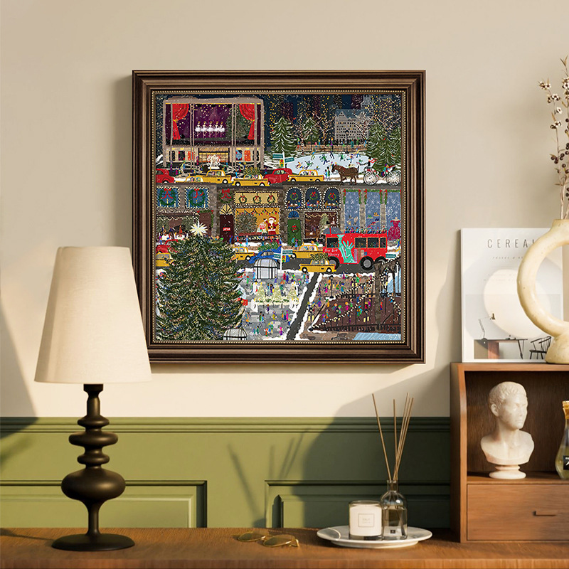 Picture of Winter Lights Hanging Painting Christmas Decorative Painting American Entrance Entrance Auschle Murals Bedroom Painting Restaurant High-level Oil Painting