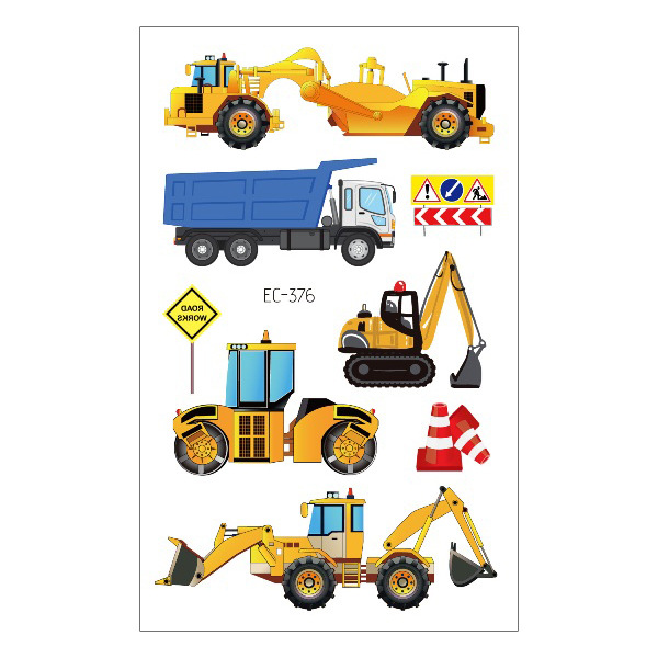 Picture of Cross-Border Supply Waterproof Children's Tattoo Stickers Cartoon Car Excavator Fire Truck Children's Traffic Tattoo Stickers