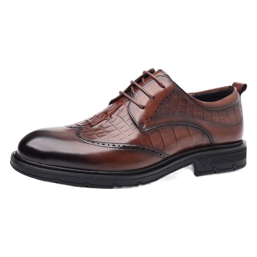 Spring New Business Formal Leather Shoes Men's Genuine Leather Casual Men's Shoes Brogue Carved British Style Commuter Shoes