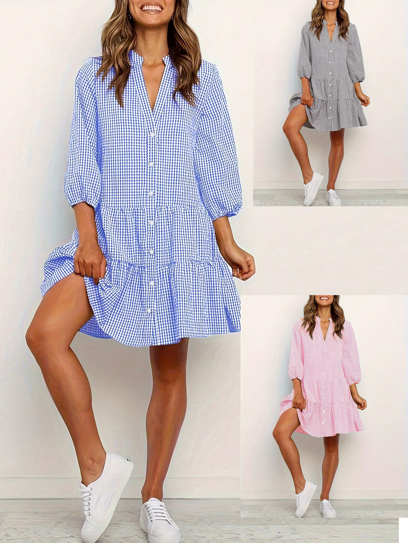 Cross-Border 2025 Hot Selling Amazon Independent Station Plaid Skirt New Women's European and American Striped Plaid Shirt Skirt