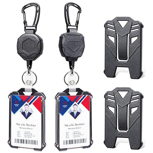 Cross-border outdoor mountaineering easy-pull buckle heavy-duty armor steel wire rope black easy-pull buckle PC Card Case badge ID buckle