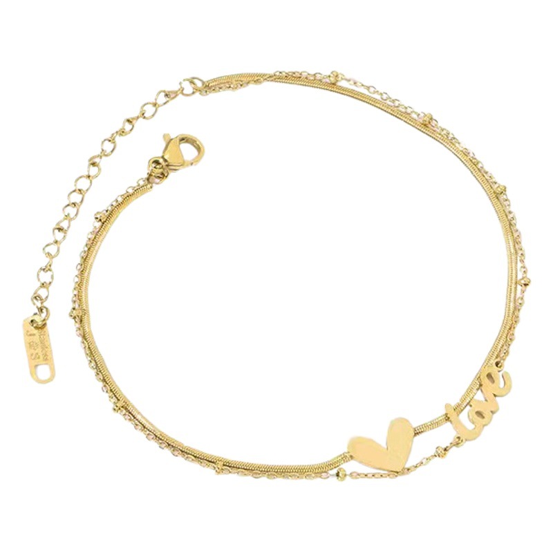 High-grade Anklet Female iins Internet-famous Color-free Anklet Letter Love Anklet Simple Anklet Fashion Foot Chain