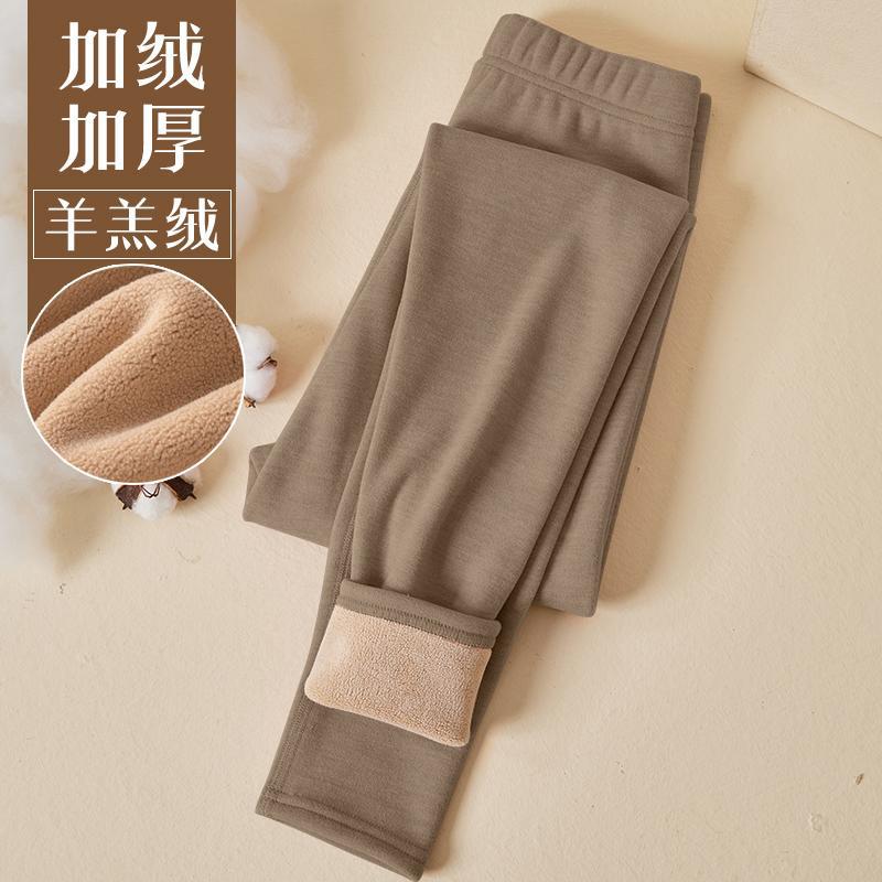 Picture of Lamb fleece leggings ladies 2025 new autumn and winter fleece-lined thickened tight outer wear warm velvet pants long Johns
