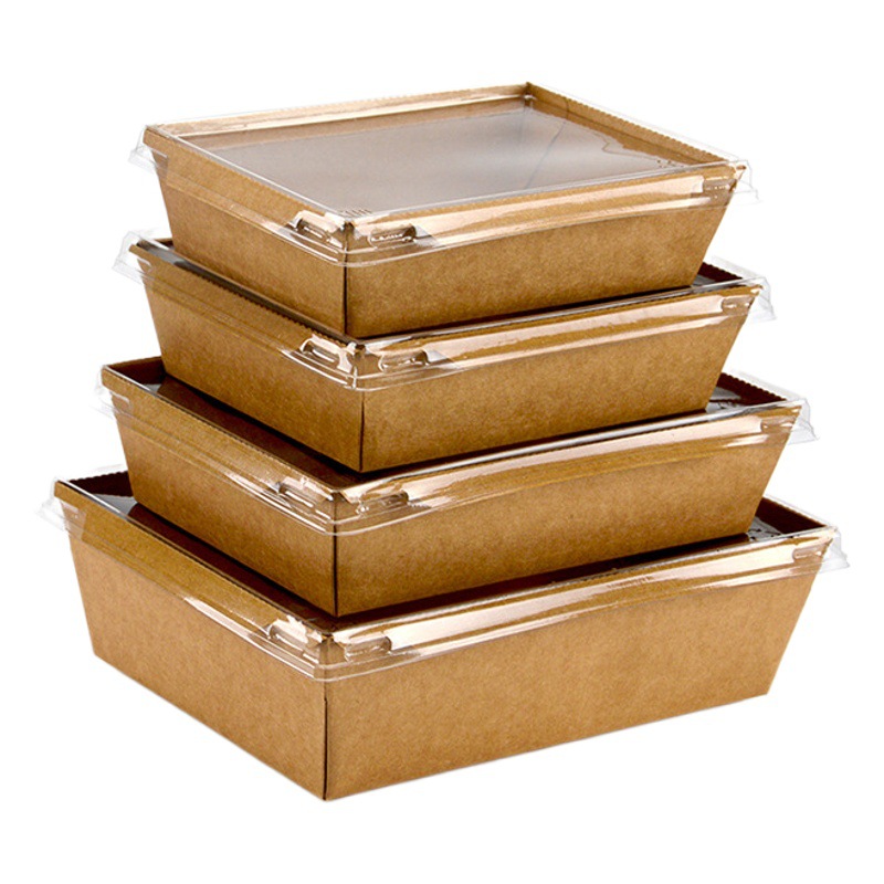 Trumpet flower disposable paper lunch box cowhide salad box square fried chicken box fried rice barbecue takeaway packing box carton