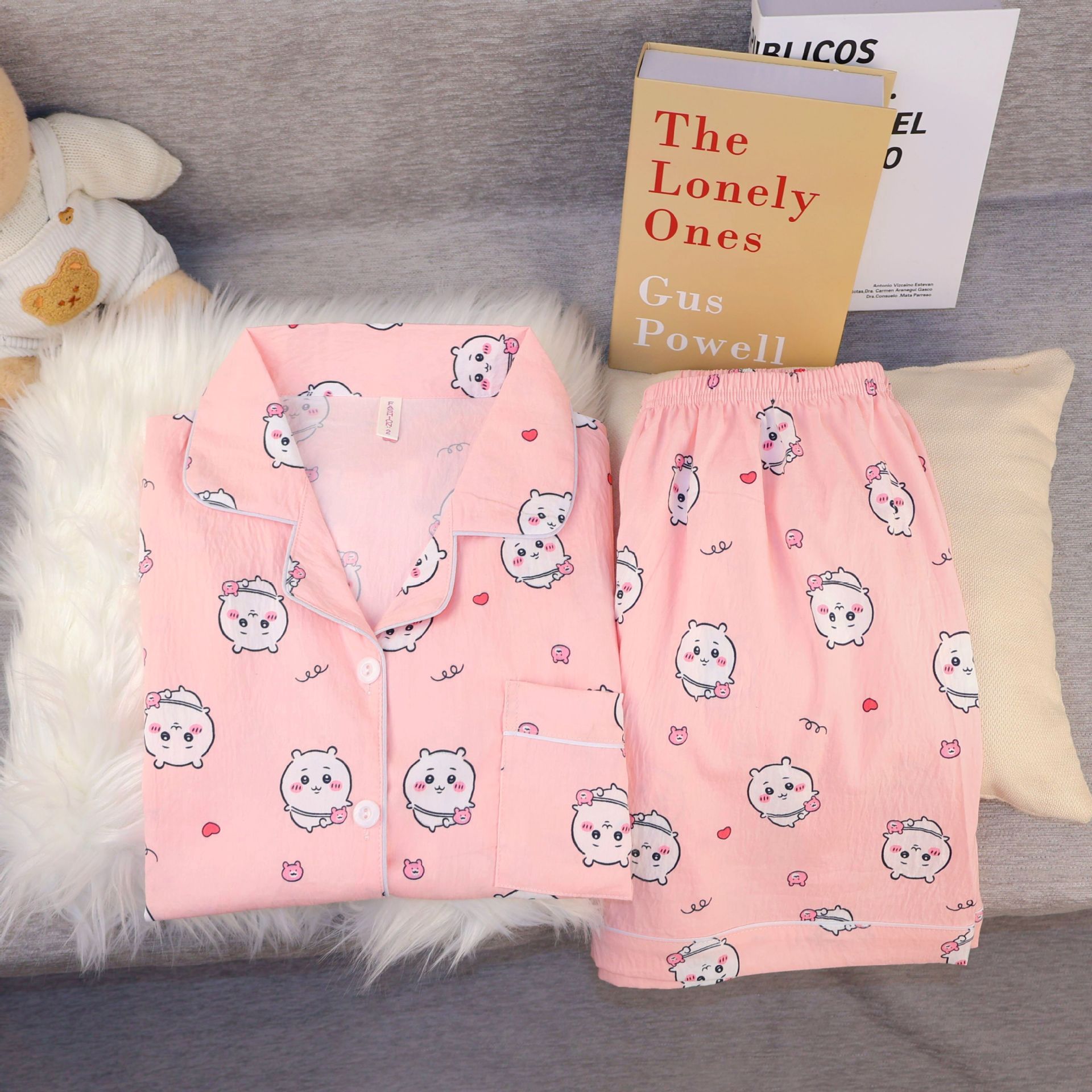 Pajamas Women's New Summer Clouds Cotton Short Sleeve Shorts Cute Little Kee Cardigan Lapel Home Clothes suit Wholesale