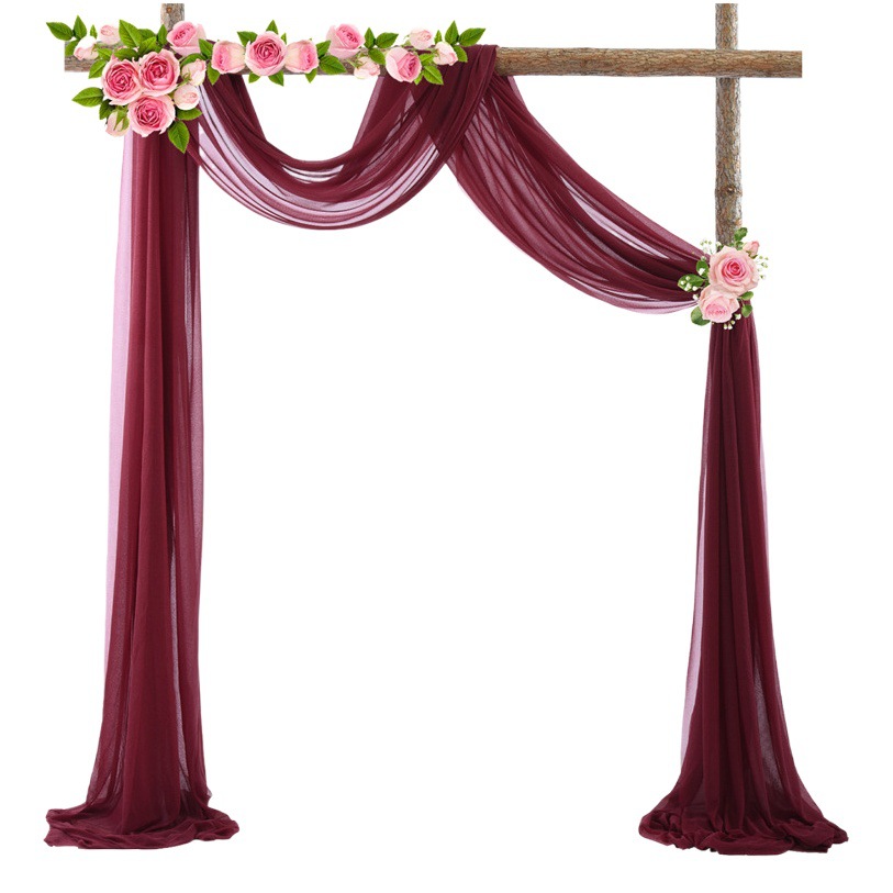 Picture of Cross-Border Popular Wedding Forest Lawn Outdoor Arch Decoration Wedding Arrangement Curtain Pearl Chiffon Gauze Curtain