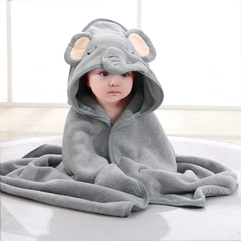 Picture of Coral Velvet Blanket, Kidsren's Cloak Bath Towel, Absorbent Bath Towel, Baby Cartoon Wrap Towel, Storable Coral Velvet Wrap Towel