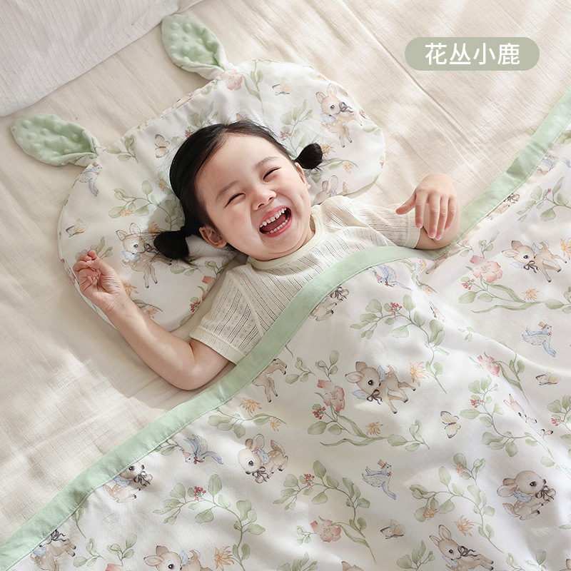 Picture of Baby blanket cartoon four-layer bamboo cotton gauze quilt class a spring and summer newborn children nap baby quilt