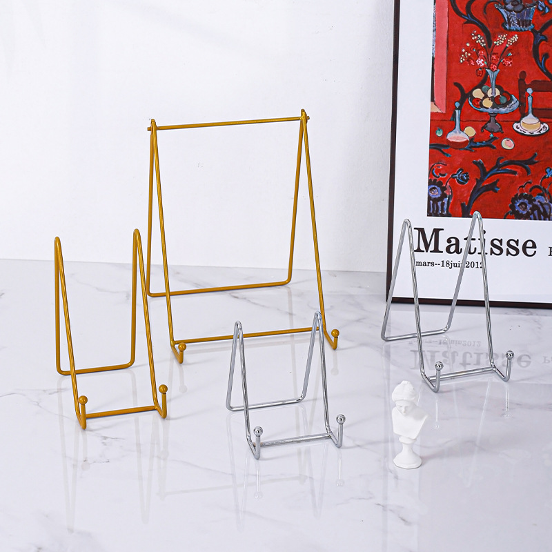 Picture of Iron Photo Frame Bracket Stone Easel Holder Ceramic Disc Holder Photo Studio Photo Album Bracket Clock Display Support Bracket