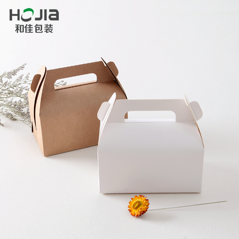 Picture of Ready-Made Pastry Boxes with Custom Printing, Kraft Paper and White Card Hand-Held Cookie Boxes, Mooncake Boxes, Cake Boxes, Mousse Packaging Boxes