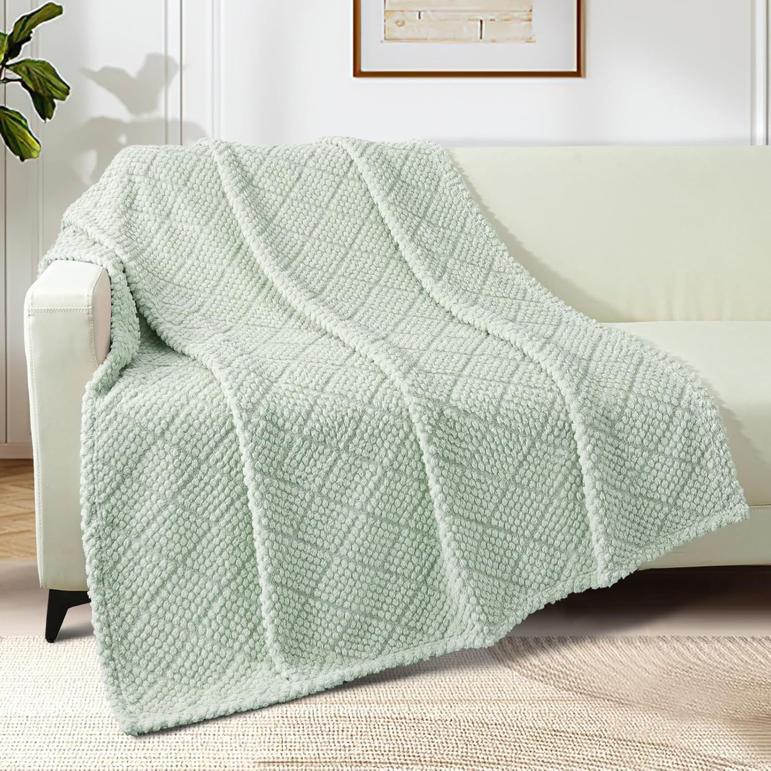 Picture of Cross-Border Mesh Corn Grain Flannel Blanket, Thickened and Fleece-Lined, Suitable for Office Nap, Skin-Friendly, Ultra-Soft Blanket