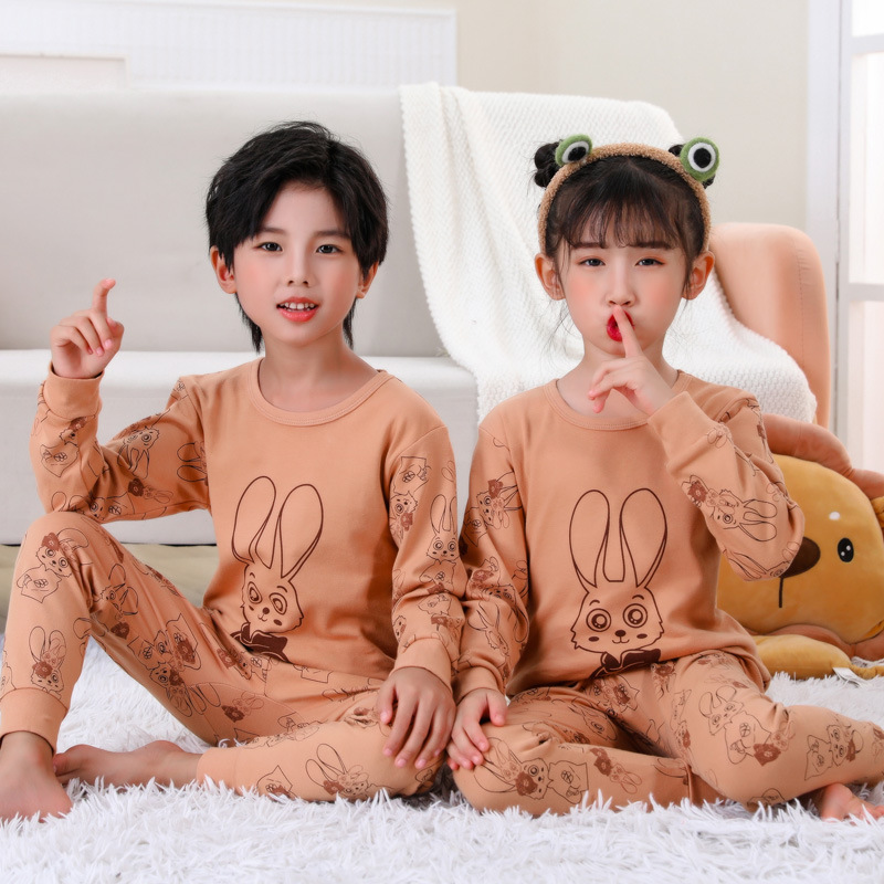 Picture of Children's Autumn Clothes Warm Suit Cotton Boys' Underwear Cotton Girls Cotton Wool Thin Line Pants Baby Children's Clothing