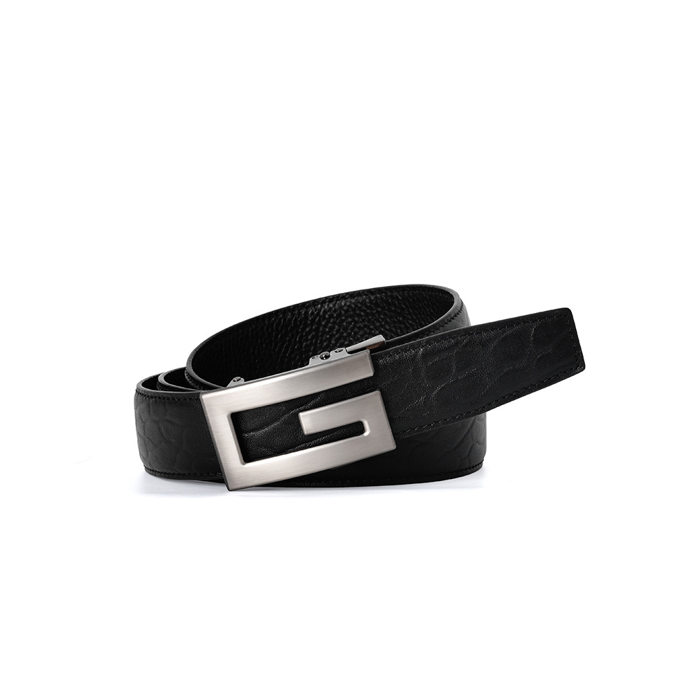 Hot selling in stock men's leather belt Korean fashion business leather belt men's alloy automatic buckle men's pants belt