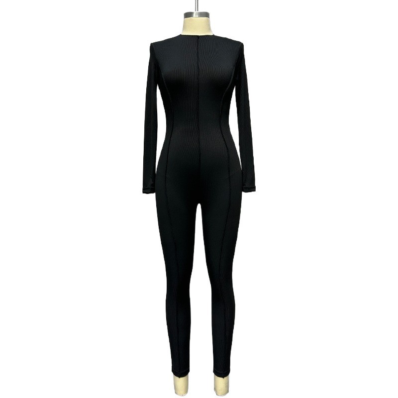 Picture of Amazon AliExpress Cross-border Foreign Trade Explosions Jumpsuit European and American-style Slim-fit Long-sleeved Round Neck High-elastic Women's Jumpsuit