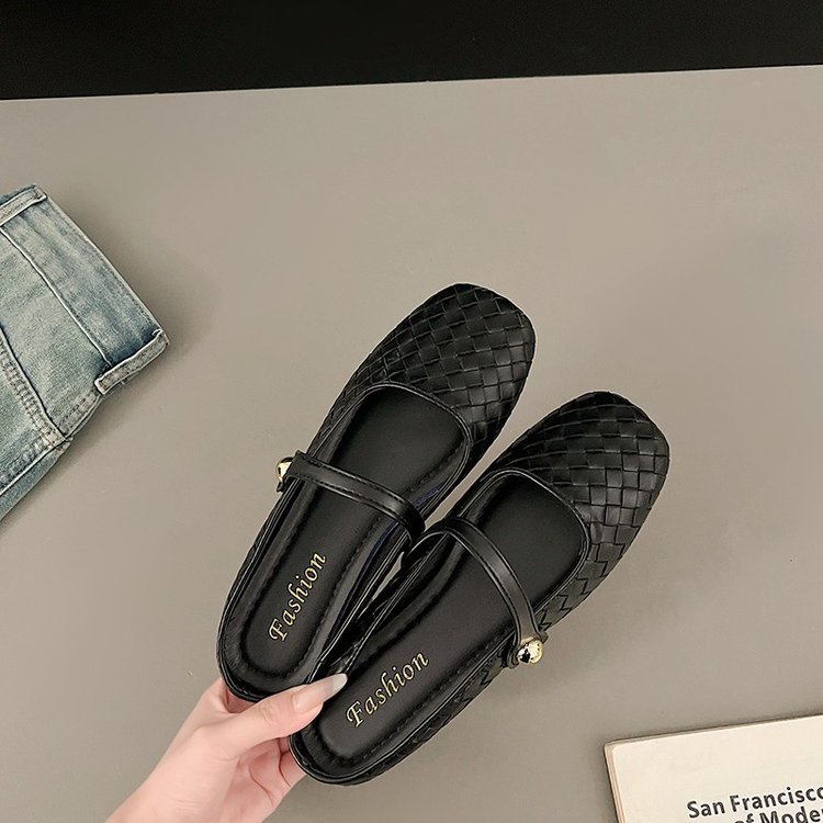 French Style Baotou Half Slippers Women's 2024 Summer New Style Outwear Slip-on Lazy Shoes High-grade Mule Sandals and Slippers