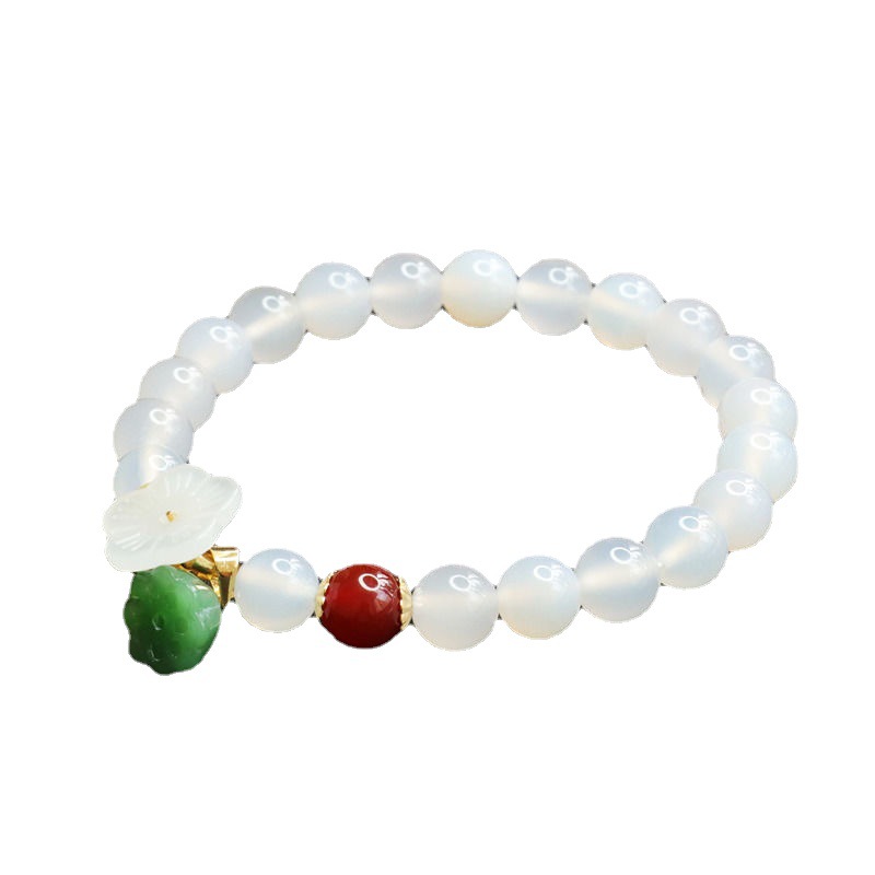 Picture of Yanyu natural white chalcedony bracelet agate Dongling Jade Lotus bracelet factory live delivery MN2113016
