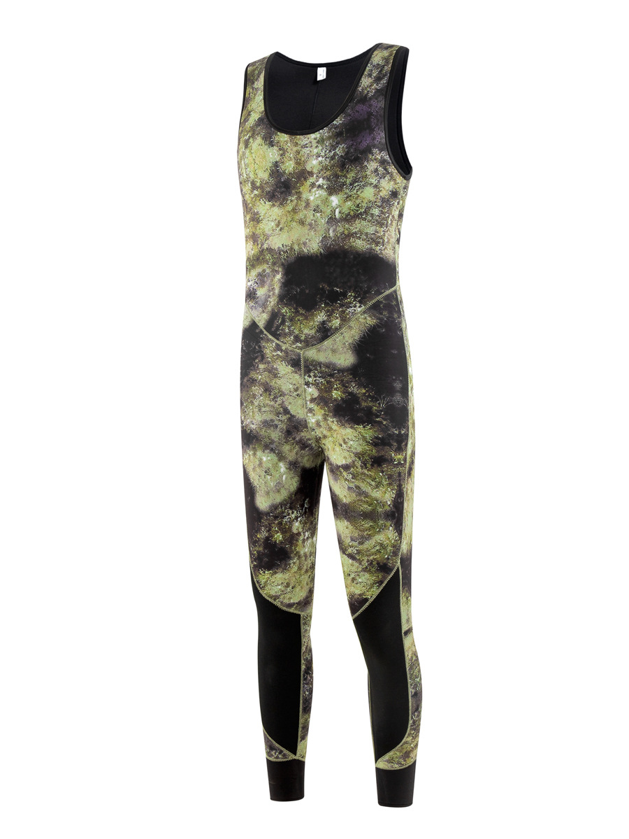 3/5mm Wetsuit Men's Professional Deep Diving Warm Wetsuit Cold-Proof One-Piece Free Snorkeling Camouflage Pattern Fishing and Hunting Suit