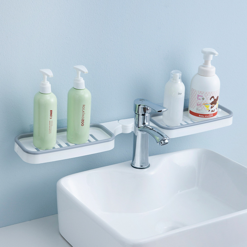 Picture of Bathroom rotating storage rack bathroom punch-free corner rack toilet suction wall suction cup bathroom storage square rack