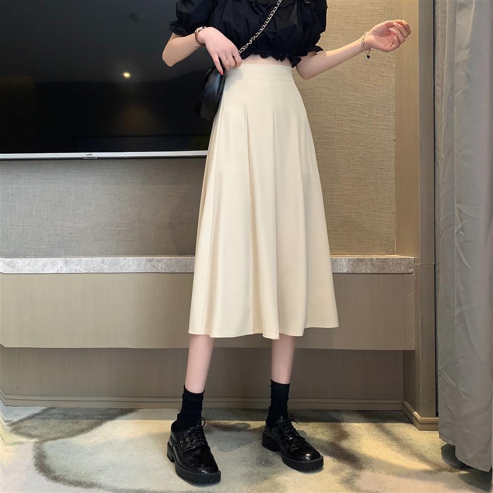 2024 New plus size High Waist Slimming Joker Skirt Women's Black A- word Mid-length One-step Skirt chubby girl Hip