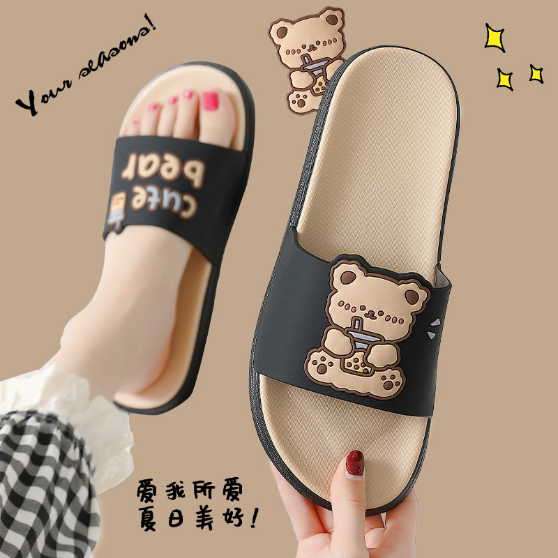 Sandals and Slippers Women's Summer Cute Home Indoor Bathroom Bath Thick Bottom Non-Slip Couple's Home Cartoon Sandals and Slippers for Men