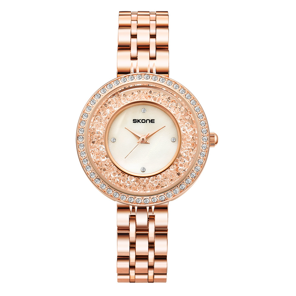 SKONE/space-time new watch fast hand good things live broadcast Starry Sky fashion Steel Belt Women's Watch suit Stone