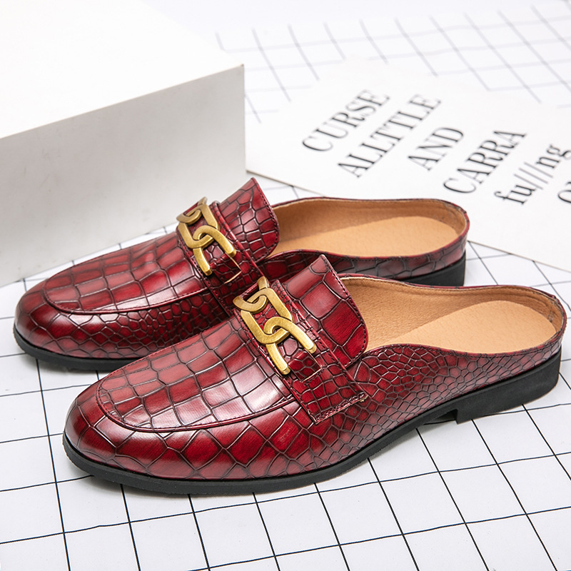 2025 New Summer Large Size British Style Toe-Toe Slippers for Men, Heelless Lazy Shoes for Teenagers, Small Leather Shoes