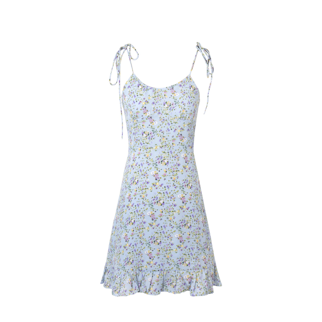 European and American 2024 Summer Fashion New Women's Slim Fit Printed Suspender Dress