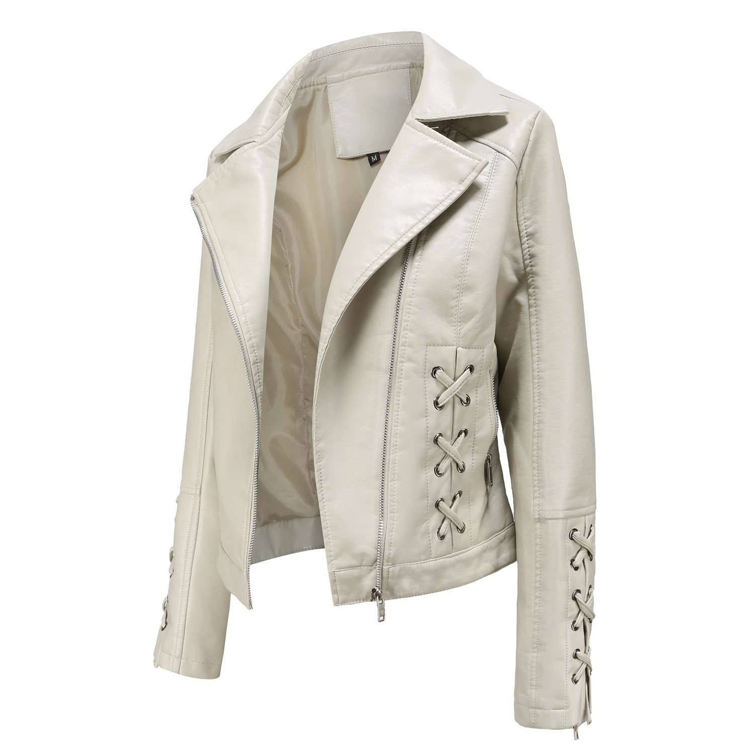 Picture of Export clothing Niche Design Boutique Knitted PU Leather Clothing Strap Fashion Women's Coat European and American Leather Clothing
