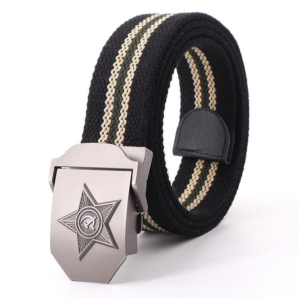Picture of Soviet Union military emblem canvas belt belt thickened men's outdoor jeans tactical alloy manufacturers wholesale