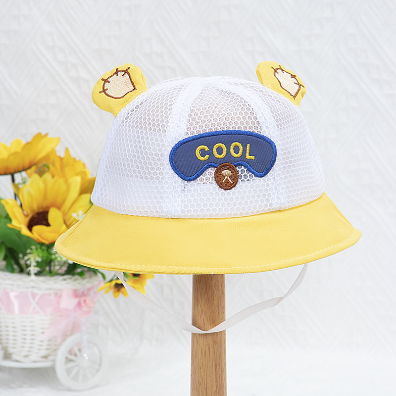 Picture of 0-2 years old baby New basin hat summer sunscreen breathable net hat travel sun hat mesh children fisherman hat