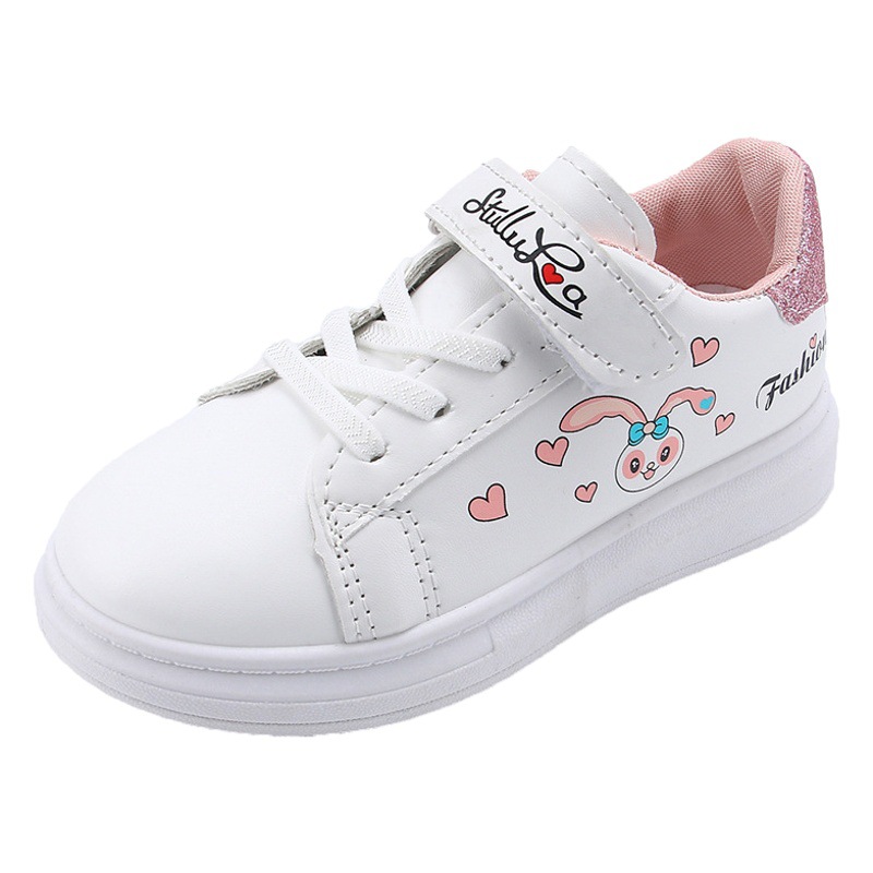 2023 New Girls' White Shoes Spring and Autumn Boys' Non-slip Solid Bottom Shoes Thick Sole Height-increasing Children's Sports Shoes