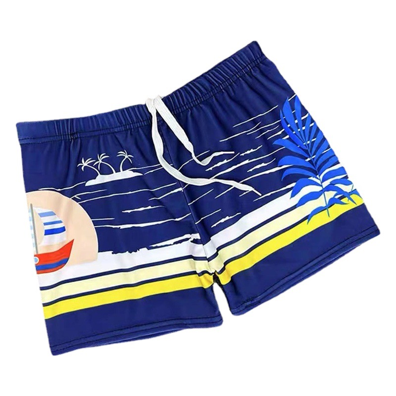 New Boys' Swimming Trunks, Children's Cartoon Printed Quick-Drying Boxer Briefs for Students and Teenagers, Breathable Summer Professional Swimming Trunks