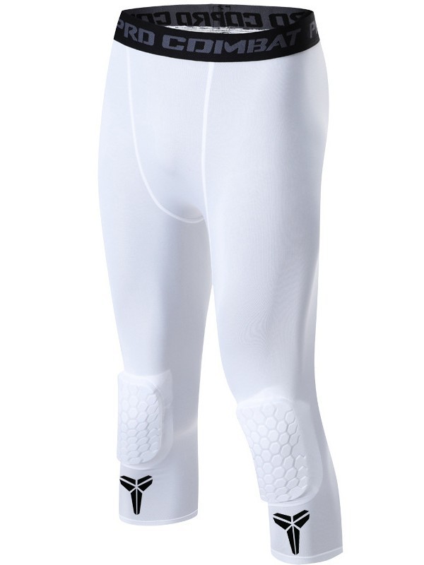 Sports Tight Pants Honeycomb Knee Protection Anti-collision Capri Pants Fitness Running Basketball High Elastic Leggings Men's Leg Protection