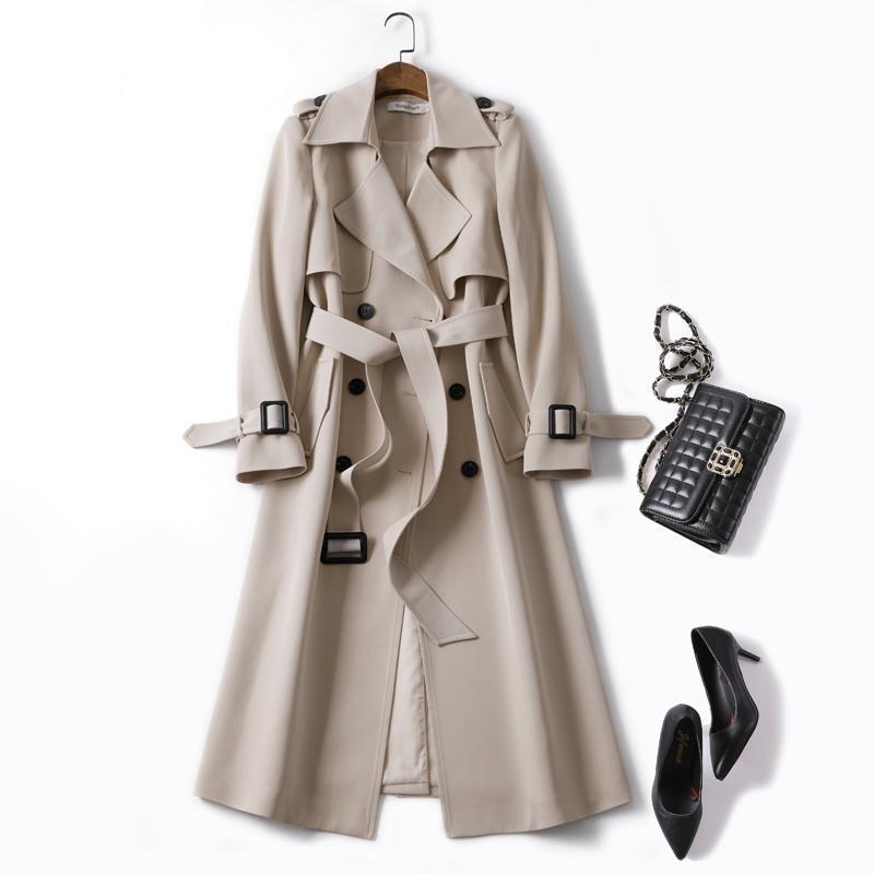 Picture of Windbreaker Women's Mid-Length 2025 Spring & Fall New Korean Style Small Popular British Style Over-The-Knee Outwear Popular Outwear