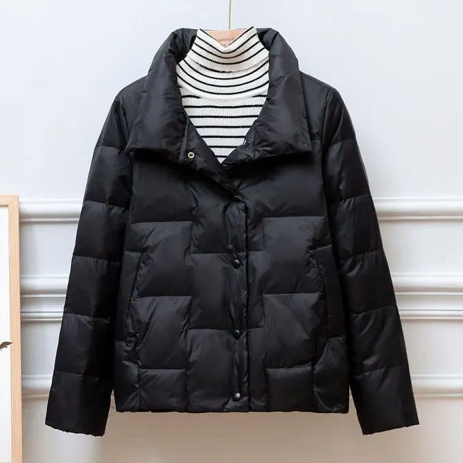 Picture of 2022 Winter New Korean Style Loose Large Size Lightweight Vertical Collar Down Cotton-padded Jacket Casual Short Cotton-padded Jacket Women's Coat