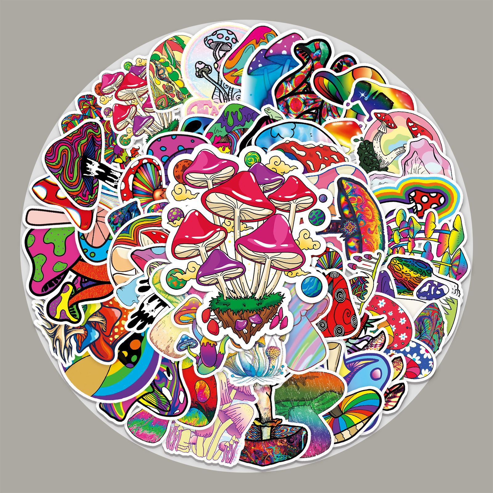 50 colorful mushroom graffiti stickers personalized cross-border small fresh plant creative DIY skateboard luggage stickers