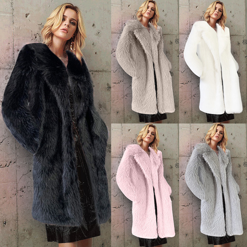 Picture of European and American Women's Long Toca Faux Fur Suit for Autumn and Winter Collar Coat Artificial Fur Faux Fur Coat