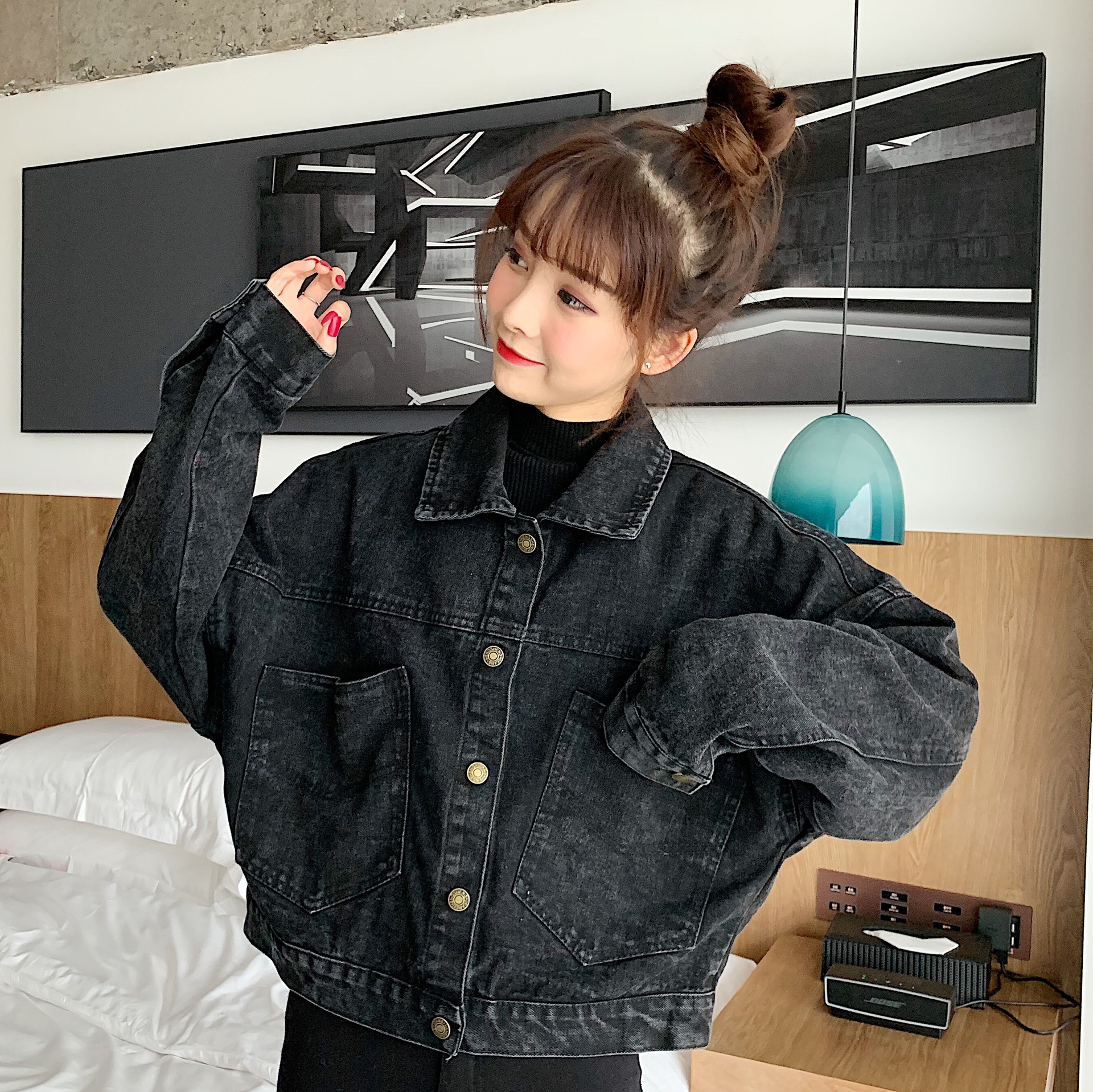 Picture of Cross-border 2022 Spring and Autumn New Korean Style Loose Denim Jacket Women's Short Women's Jacket All-match Top Instagram Fashion