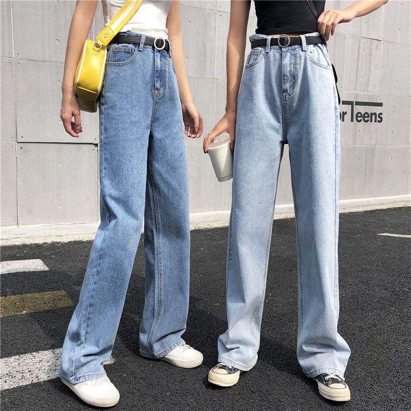 Picture of Korean version of jeans women's summer and autumn 2022 new high waist loose straight tube drape casual chubby girl wide leg pants tide