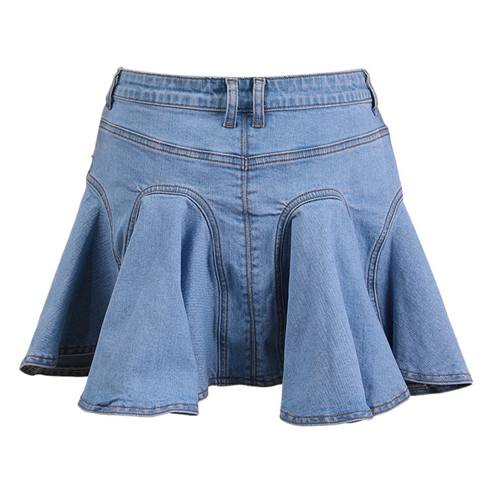 Pre-sale Xinpai Summer Ruffled Stitching Wash Elastic Denim Umbrella Structure Skirt Women's Skirt
