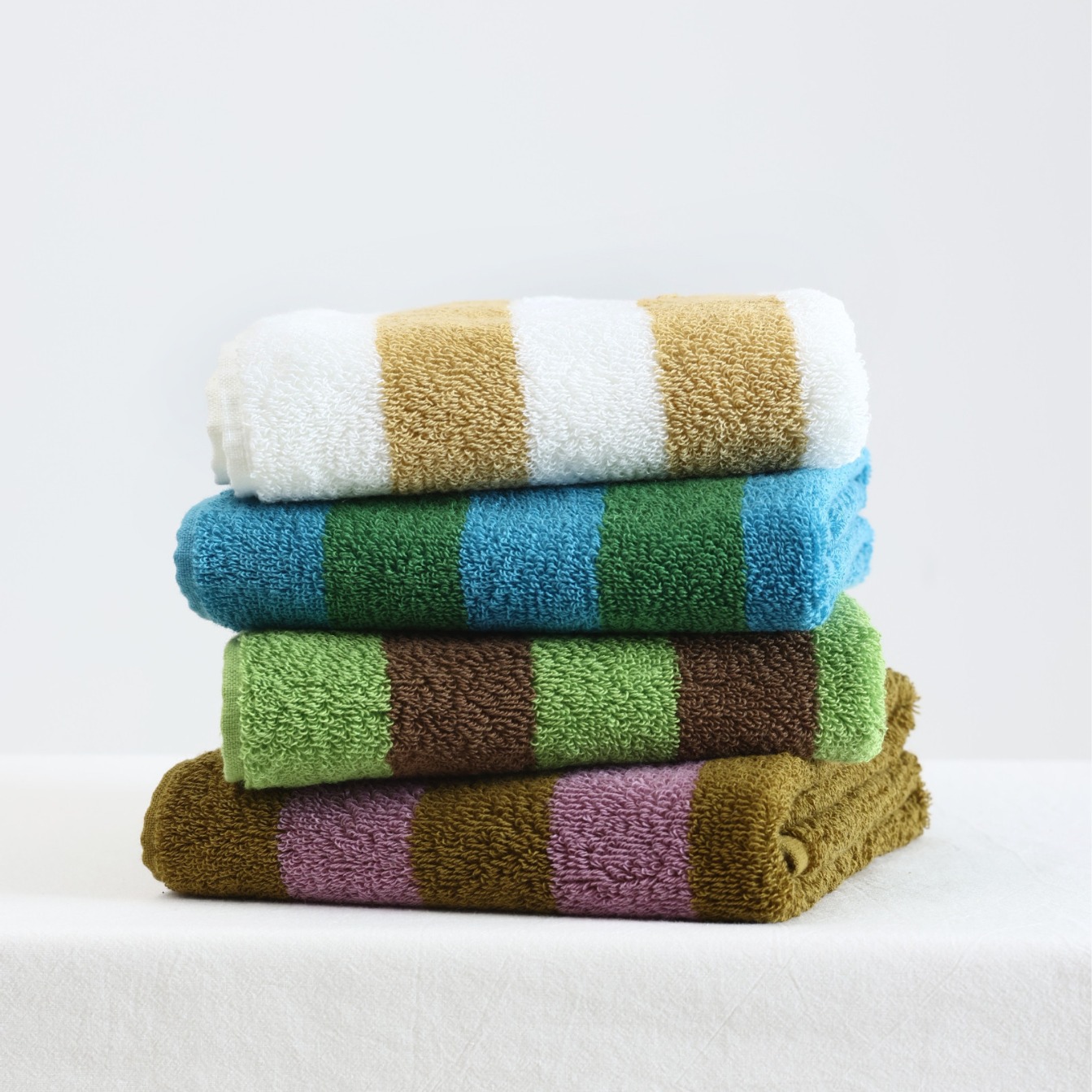 Picture of Mori Pinstripe Retro Cotton Towel Combed Cotton Class A Simple Combed Cotton Towel Bathroom Absorbent Bath Towel