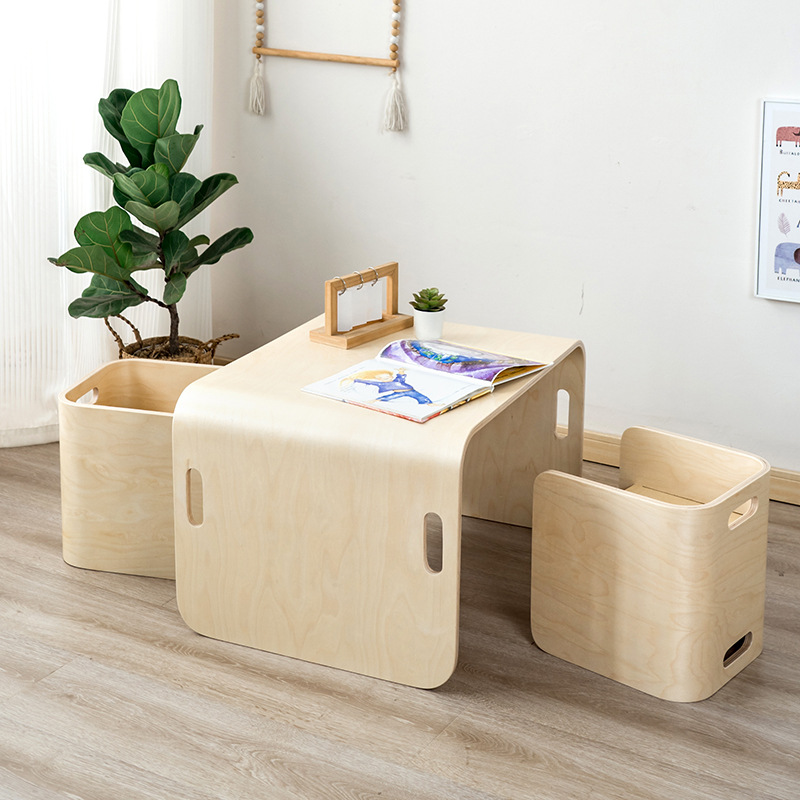 Children's Wooden Desk Primary School Students' Writing Learning Desk and Chair suit Household Multifunctional Creative Kindergarten Dining Table and Chair