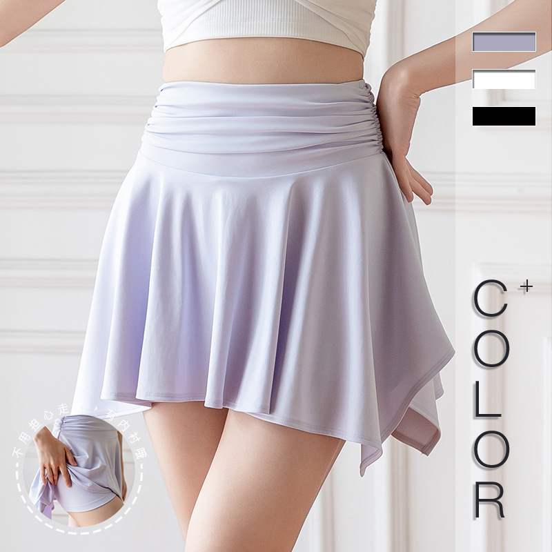 Casual Sports Short Skirt for Women Summer Vacation Two-Piece Anti-Light Quick-Drying Asymmetrical Culottes Fitness Golf Tennis Skirt
