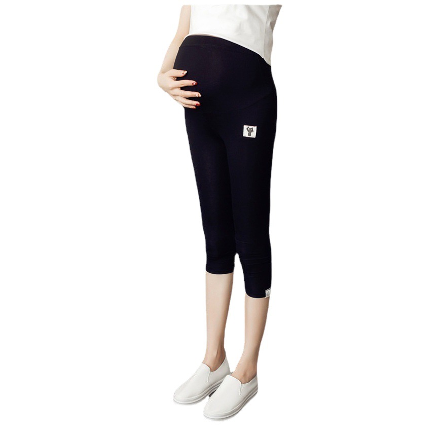 Picture of Pregnant Women's Pants Kitten Icon Design Slim-fit Slimming Leggings Summer Thin High Waist Abdomen-supporting Adjustable Capri Pants